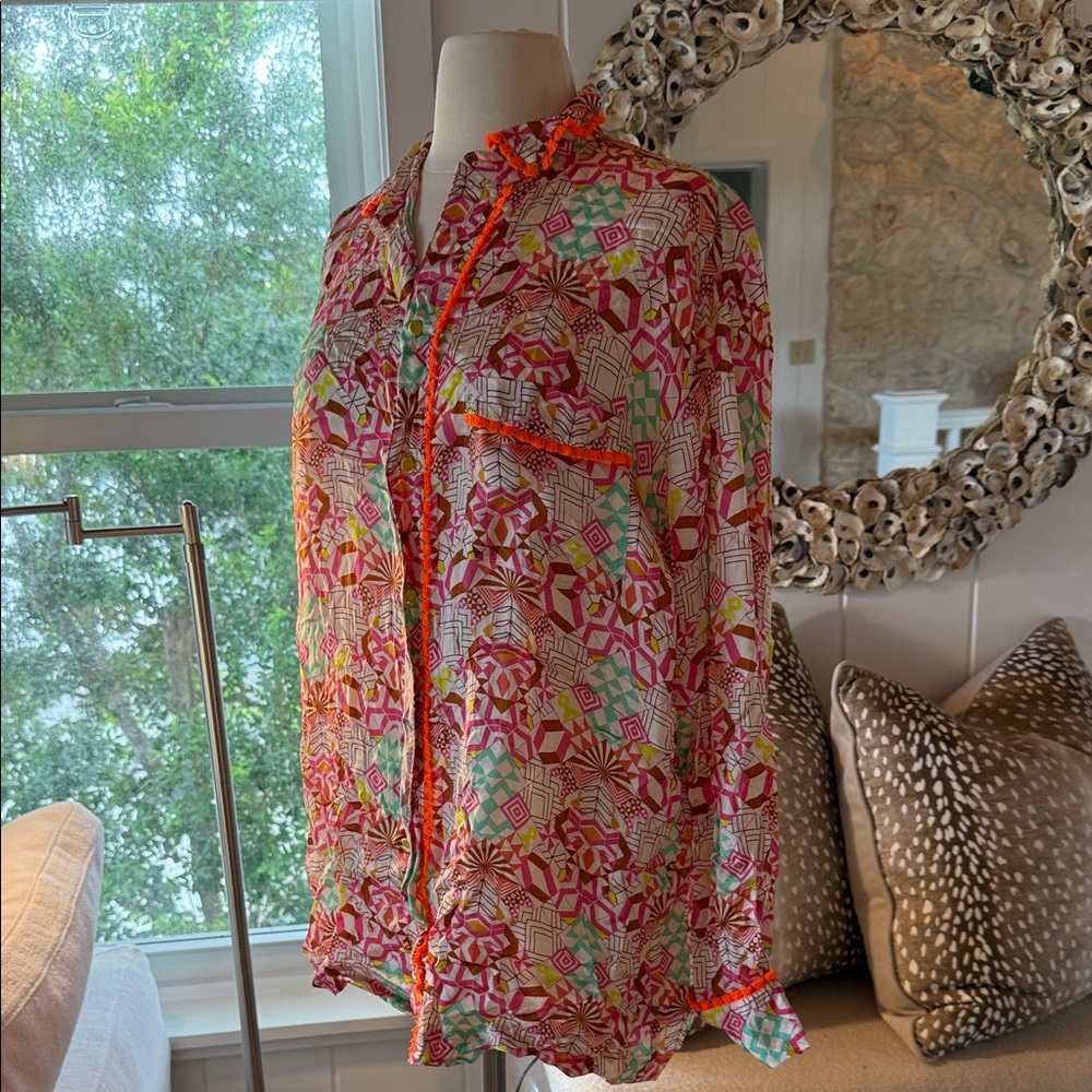 Vibrant Geometric Pattern Blouse